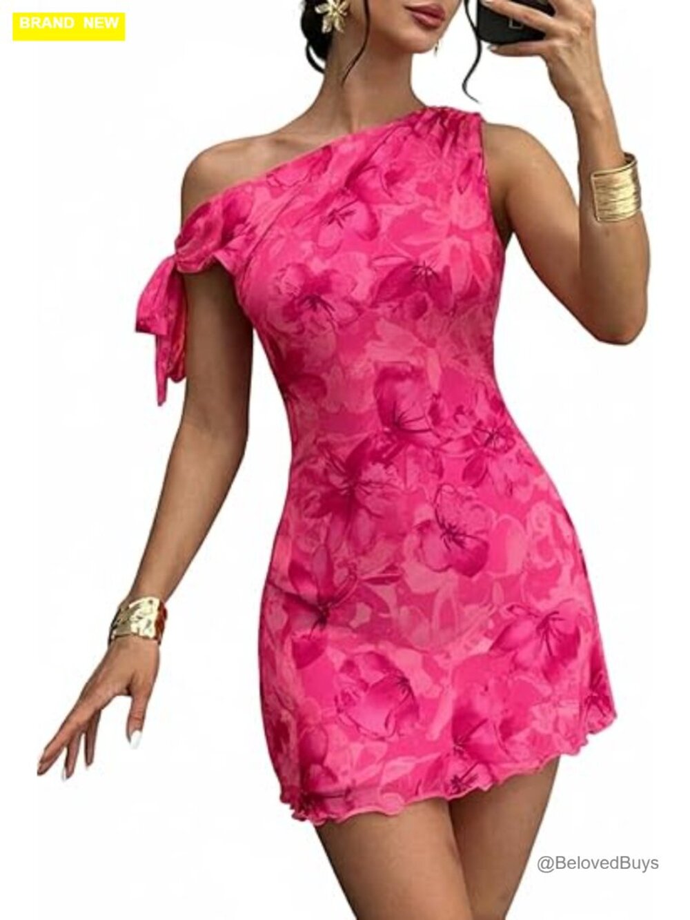 Off Shoulder Floral Bodycon Mini Dress